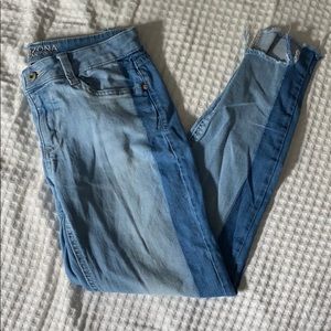 two tone straight jeans